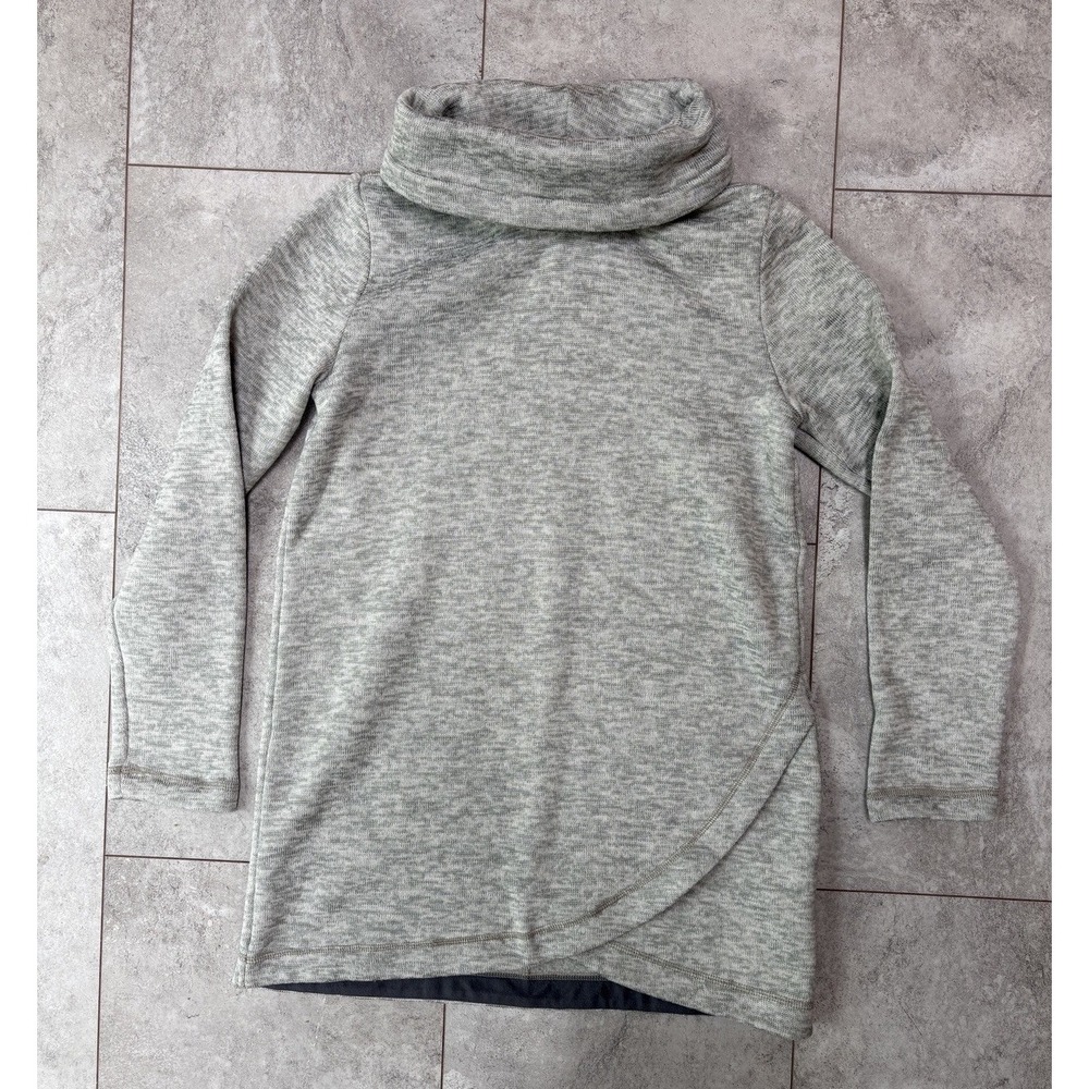 Lands' End Sweater Fleece Cowl Neck Tunic Gray XS OEKO-TEX Pullover Cozy Hiking